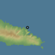 Shaded relief of the 59 km around Fusi, drawn from the GMTED2010 grid