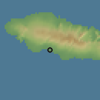 Shaded relief of the 59 km around Fusi, drawn from the GMTED2010 grid