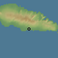 Shaded relief of the 59 km around Iliili, drawn from the GMTED2010 grid