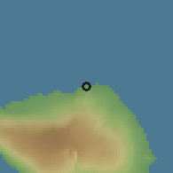 Shaded relief of the 60 km around Leagiagi, drawn from the GMTED2010 grid