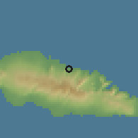 Shaded relief of the 59 km around Letogo, drawn from the GMTED2010 grid