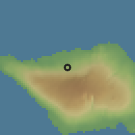Shaded relief of the 60 km around Aopo, drawn from the GMTED2010 grid