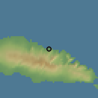 Shaded relief of the 59 km around Luatuanuu, drawn from the GMTED2010 grid