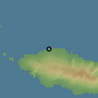 Shaded relief of the 59 km around Malua, drawn from the GMTED2010 grid