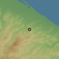 Shaded relief of the 52 km around Borgo Maggiore, drawn from the GMTED2010 grid