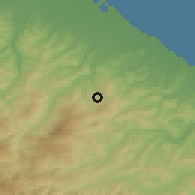 Shaded relief of the 52 km around Chiesanuova, drawn from the GMTED2010 grid