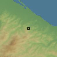 Shaded relief of the 52 km around Domagnano, drawn from the GMTED2010 grid