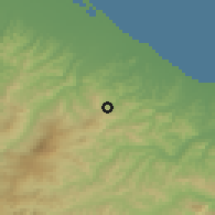 Shaded relief of the 52 km around Montegiardino, drawn from the GMTED2010 grid