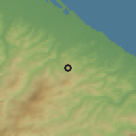 Shaded relief of the 52 km around San Marino, drawn from the GMTED2010 grid