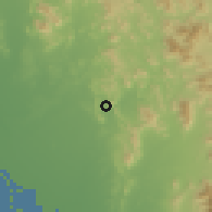 Shaded relief of the 58 km around Badr, drawn from the GMTED2010 grid