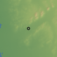 Shaded relief of the 58 km around Bah̨rah, drawn from the GMTED2010 grid