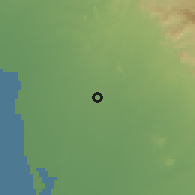 Shaded relief of the 59 km around Biša, drawn from the GMTED2010 grid