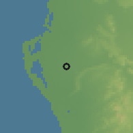 Shaded relief of the 58 km around Đahbān, drawn from the GMTED2010 grid