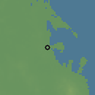 Shaded relief of the 57 km around H̨llat Muh̨īš, drawn from the GMTED2010 grid