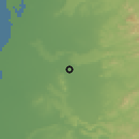 Shaded relief of the 58 km around H̱ulayş, drawn from the GMTED2010 grid
