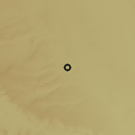 Shaded relief of the 58 km around 'Irqah, drawn from the GMTED2010 grid