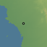 Shaded relief of the 59 km around Mizhirah, drawn from the GMTED2010 grid