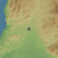Shaded relief of the 57 km around al-Bad', drawn from the GMTED2010 grid