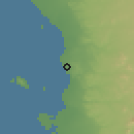 Shaded relief of the 58 km around Umm Lajj, drawn from the GMTED2010 grid