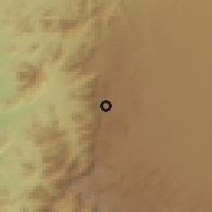 Shaded relief of the 58 km around al-Hadā, drawn from the GMTED2010 grid