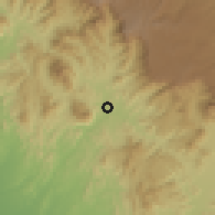 Shaded relief of the 59 km around al-Maẖwāh, drawn from the GMTED2010 grid