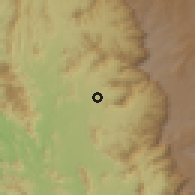 Shaded relief of the 59 km around al-Majāridah, drawn from the GMTED2010 grid