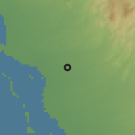 Shaded relief of the 59 km around al-Muz̨aylif, drawn from the GMTED2010 grid