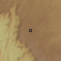 Shaded relief of the 59 km around al-'Ulayyah, drawn from the GMTED2010 grid
