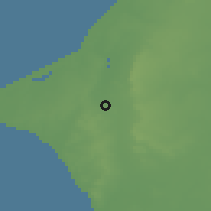 Shaded relief of the 59 km around Pout, drawn from the GMTED2010 grid