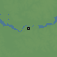 Shaded relief of the 60 km around Ziguinchor, drawn from the GMTED2010 grid