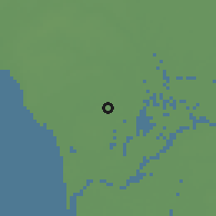 Shaded relief of the 59 km around Diofior, drawn from the GMTED2010 grid