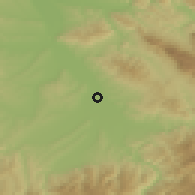 Shaded relief of the 52 km around Bogojevce, drawn from the GMTED2010 grid