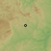 Shaded relief of the 52 km around Bor, drawn from the GMTED2010 grid