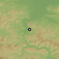 Shaded relief of the 52 km around Brasina, drawn from the GMTED2010 grid