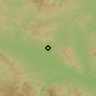 Shaded relief of the 52 km around Bresnica, drawn from the GMTED2010 grid