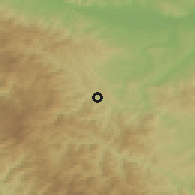 Shaded relief of the 52 km around Brus, drawn from the GMTED2010 grid