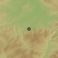 Shaded relief of the 52 km around Brza, drawn from the GMTED2010 grid