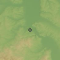 Shaded relief of the 52 km around Brzan, drawn from the GMTED2010 grid
