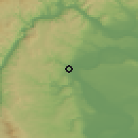 Shaded relief of the 52 km around Brza Palanka, drawn from the GMTED2010 grid