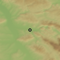 Shaded relief of the 52 km around Brzi Brod, drawn from the GMTED2010 grid