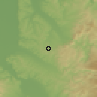 Shaded relief of the 52 km around Busur, drawn from the GMTED2010 grid