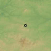 Shaded relief of the 52 km around Aranđelovac, drawn from the GMTED2010 grid