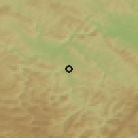 Shaded relief of the 52 km around Cerova, drawn from the GMTED2010 grid