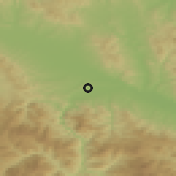 Shaded relief of the 52 km around Čibukovac, drawn from the GMTED2010 grid