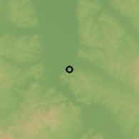 Shaded relief of the 52 km around Crkvenac, drawn from the GMTED2010 grid
