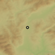Shaded relief of the 52 km around Crnotince, drawn from the GMTED2010 grid