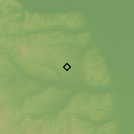 Shaded relief of the 52 km around Azanja, drawn from the GMTED2010 grid