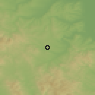 Shaded relief of the 52 km around Desimirovac, drawn from the GMTED2010 grid