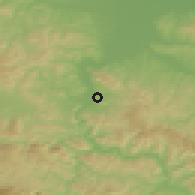 Shaded relief of the 52 km around Donja Borina, drawn from the GMTED2010 grid