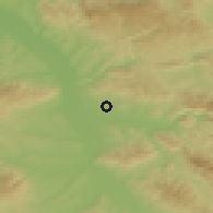 Shaded relief of the 52 km around Donji Komren, drawn from the GMTED2010 grid